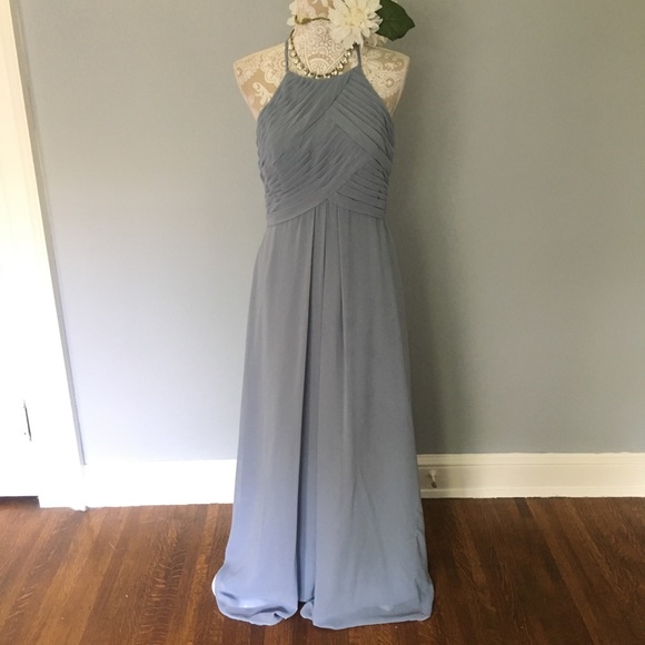 Azazie Dresses & Skirts - Azazie // Dusty Blue Ginger Floor Length Dress A10